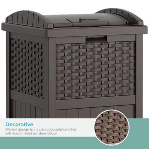 6888070a5486a80a15da91161957ca11c77824246dc2755dd3839.jpg Suncast 33 Gallon Commercial Outdoor Trashcan Hideaway with Lid for 30 to 33 Gallon Trash Bags for Garage, Backyard, or Garden, Brown