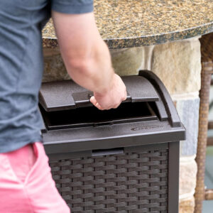 68880712e225bb54d23623f38981e586eb0468f76ae317efcd67e.jpg Suncast 33 Gallon Commercial Outdoor Trashcan Hideaway with Lid for 30 to 33 Gallon Trash Bags for Garage, Backyard, or Garden, Brown