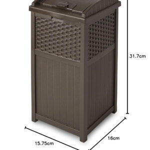 6888071562ca0da690dd38ef713335e63cefb9ef946b424a29499.jpg Suncast 33 Gallon Commercial Outdoor Trashcan Hideaway with Lid for 30 to 33 Gallon Trash Bags for Garage, Backyard, or Garden, Brown