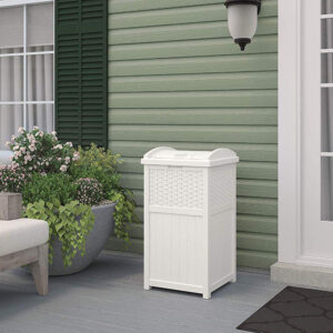 6888071c8f6315a401d7fc499a19de4173958bea45aedadc639ef.jpg Suncast 33 Gallon Commercial Outdoor Trashcan Hideaway with Lid for 30 to 33 Gallon Trash Bags for Garage, Backyard, or Garden, Brown