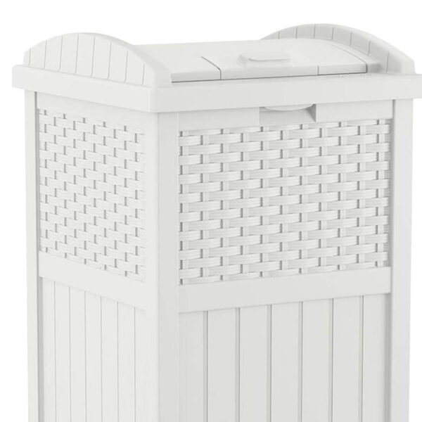 6888071db200697c0832f4bf042054c80548b7fab9548804d96f3.jpg Suncast 33 Gallon Commercial Outdoor Trashcan Hideaway with Lid for 30 to 33 Gallon Trash Bags for Garage, Backyard, or Garden, Brown