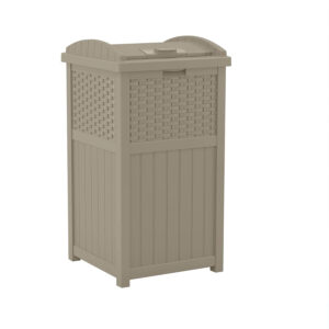 68880720ed0650b90f22c7ab963f8050971822f76bd7a3c742826.jpg Suncast 33 Gallon Commercial Outdoor Trashcan Hideaway with Lid for 30 to 33 Gallon Trash Bags for Garage, Backyard, or Garden, Brown