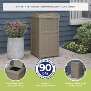 68880728ee9d3fa53f6e89d4e443efc6746a5caf4db0410d070f3.jpg Suncast 33 Gallon Commercial Outdoor Trashcan Hideaway with Lid for 30 to 33 Gallon Trash Bags for Garage, Backyard, or Garden, Brown