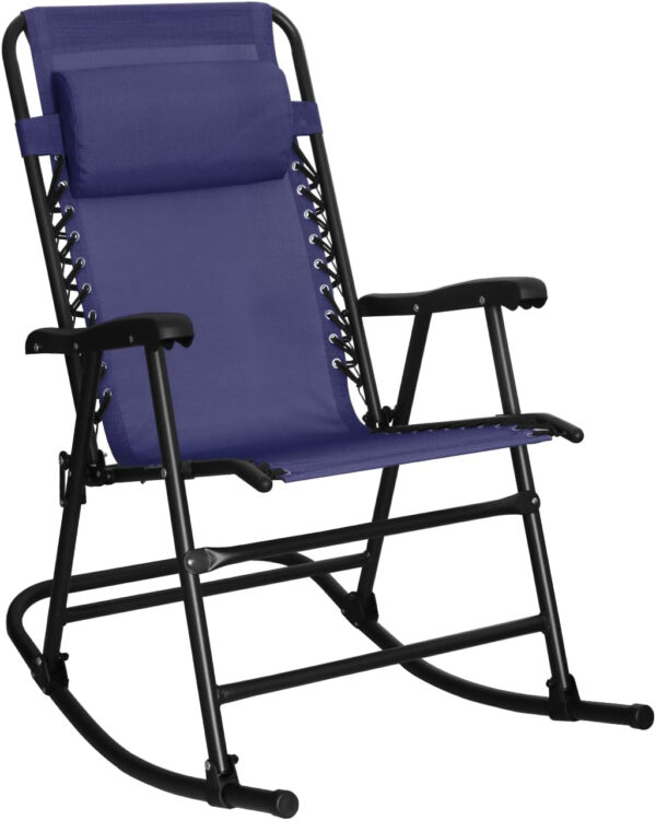 688807efb0d06ca951d6dcd1958462da936ebbc6803e6dd63cba1.jpg Amazon Basics Outdoor Patio Folding Reclining Lounge Rocking Chair with Pillow, Affordable Folding Chairs for Outside, Beige, 33.6 x 37.4 x 26 inch