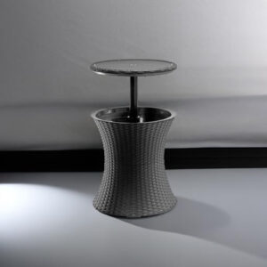 Keter Pacific Cool Bar Outdoor Patio Furniture and Hot Tub Side Table with 7.5 Gallon Beer and Wine Cooler, Espresso Brown