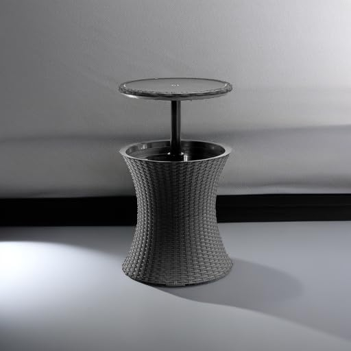 Keter Pacific Cool Bar Outdoor Patio Furniture and Hot Tub Side Table with 7.5 Gallon Beer and Wine Cooler, Espresso Brown