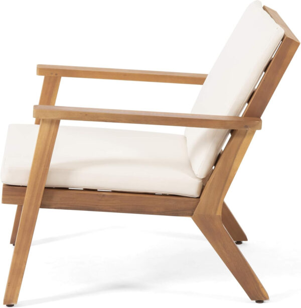 Christopher Knight Home Carlos Outdoor Acacia Wood Club Chairs with Cushions (Set of 2), Brown Patina Finish, Cream