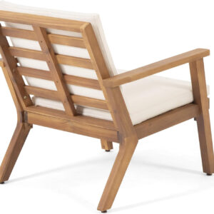 Christopher Knight Home Carlos Outdoor Acacia Wood Club Chairs with Cushions (Set of 2), Brown Patina Finish, Cream