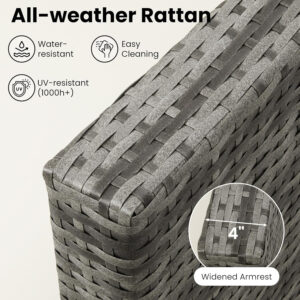 7-Piece Modular Patio Furniture Set, Wicker Outdoor Sectional Sofa with Cushions and Coffee Table, All Weather Patio Conversation Sets for Porch Balcony Backyard, Grey