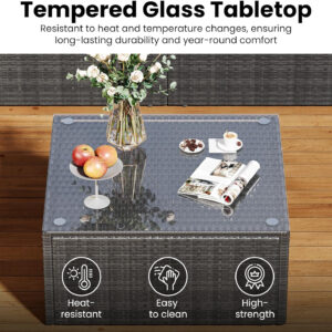 7-Piece Modular Patio Furniture Set, Wicker Outdoor Sectional Sofa with Cushions and Coffee Table, All Weather Patio Conversation Sets for Porch Balcony Backyard, Grey