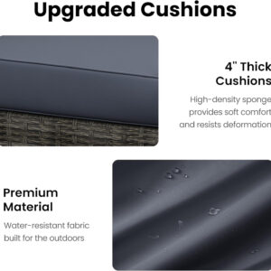 7-Piece Modular Patio Furniture Set, Wicker Outdoor Sectional Sofa with Cushions and Coffee Table, All Weather Patio Conversation Sets for Porch Balcony Backyard, Grey