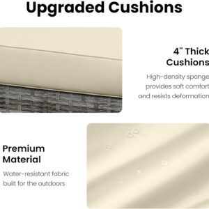 7-Piece Modular Patio Furniture Set, Wicker Outdoor Sectional Sofa with Cushions and Coffee Table, All Weather Patio Conversation Sets for Porch Balcony Backyard, Grey