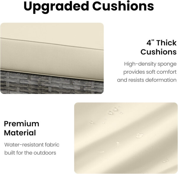 7-Piece Modular Patio Furniture Set, Wicker Outdoor Sectional Sofa with Cushions and Coffee Table, All Weather Patio Conversation Sets for Porch Balcony Backyard, Grey