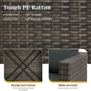 7-Piece Modular Patio Furniture Set, Wicker Outdoor Sectional Sofa with Cushions and Coffee Table, All Weather Patio Conversation Sets for Porch Balcony Backyard, Grey