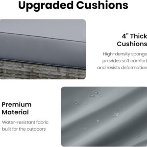 7-Piece Modular Patio Furniture Set, Wicker Outdoor Sectional Sofa with Cushions and Coffee Table, All Weather Patio Conversation Sets for Porch Balcony Backyard, Grey