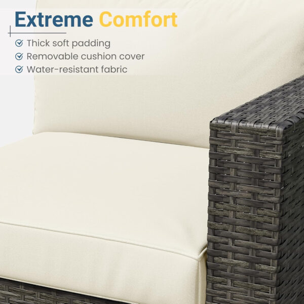 7-Piece Modular Patio Furniture Set, Wicker Outdoor Sectional Sofa with Cushions and Coffee Table, All Weather Patio Conversation Sets for Porch Balcony Backyard, Grey