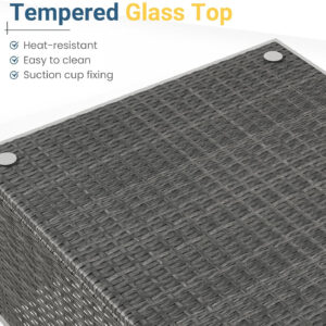 7-Piece Modular Patio Furniture Set, Wicker Outdoor Sectional Sofa with Cushions and Coffee Table, All Weather Patio Conversation Sets for Porch Balcony Backyard, Grey