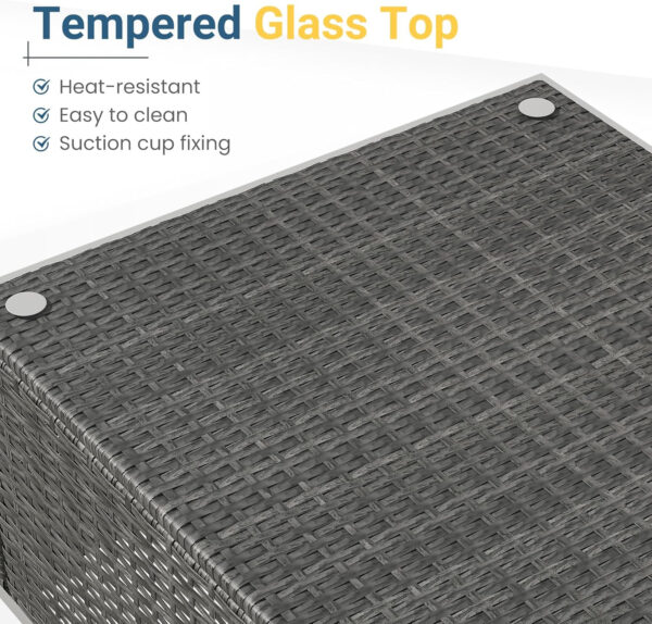 7-Piece Modular Patio Furniture Set, Wicker Outdoor Sectional Sofa with Cushions and Coffee Table, All Weather Patio Conversation Sets for Porch Balcony Backyard, Grey