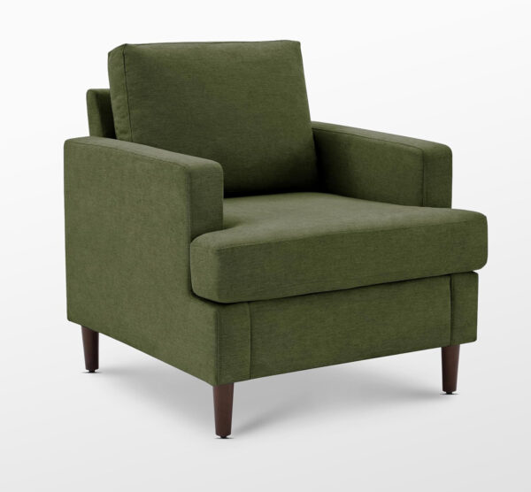 Mid-Century Accent Chair,Modern Linen Fabric Armchair for Living Room,Comfy Upholstered Reading Accent Chairs for Bedroom,Single Sofa Chair with Wood Legs (Light Grey, 1 Pack)