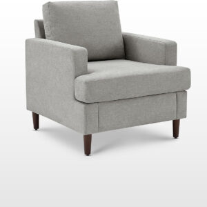 Mid-Century Accent Chair,Modern Linen Fabric Armchair for Living Room,Comfy Upholstered Reading Accent Chairs for Bedroom,Single Sofa Chair with Wood Legs (Light Grey, 1 Pack)