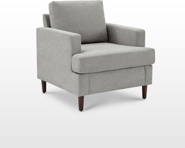 Mid-Century Accent Chair,Modern Linen Fabric Armchair for Living Room,Comfy Upholstered Reading Accent Chairs for Bedroom,Single Sofa Chair with Wood Legs (Light Grey, 1 Pack)