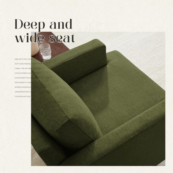 Mid-Century Accent Chair,Modern Linen Fabric Armchair for Living Room,Comfy Upholstered Reading Accent Chairs for Bedroom,Single Sofa Chair with Wood Legs (Light Grey, 1 Pack)