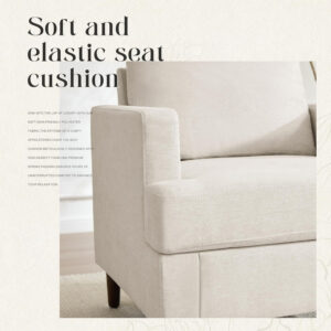 Mid-Century Accent Chair,Modern Linen Fabric Armchair for Living Room,Comfy Upholstered Reading Accent Chairs for Bedroom,Single Sofa Chair with Wood Legs (Light Grey, 1 Pack)