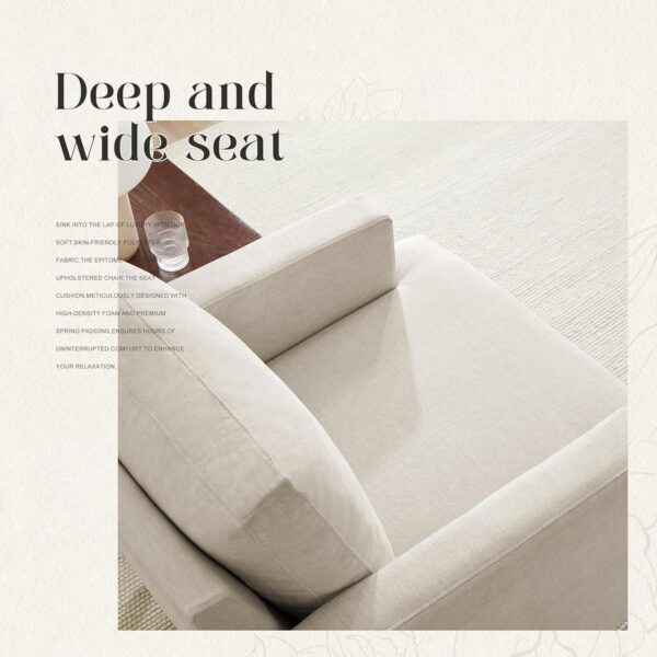 Mid-Century Accent Chair,Modern Linen Fabric Armchair for Living Room,Comfy Upholstered Reading Accent Chairs for Bedroom,Single Sofa Chair with Wood Legs (Light Grey, 1 Pack)