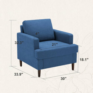 Mid-Century Accent Chair,Modern Linen Fabric Armchair for Living Room,Comfy Upholstered Reading Accent Chairs for Bedroom,Single Sofa Chair with Wood Legs (Light Grey, 1 Pack)