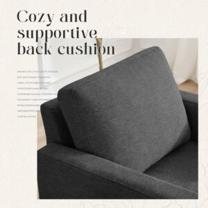 Mid-Century Accent Chair,Modern Linen Fabric Armchair for Living Room,Comfy Upholstered Reading Accent Chairs for Bedroom,Single Sofa Chair with Wood Legs (Light Grey, 1 Pack)