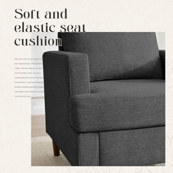 Mid-Century Accent Chair,Modern Linen Fabric Armchair for Living Room,Comfy Upholstered Reading Accent Chairs for Bedroom,Single Sofa Chair with Wood Legs (Light Grey, 1 Pack)