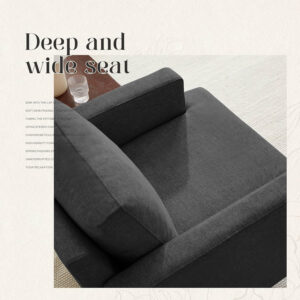 Mid-Century Accent Chair,Modern Linen Fabric Armchair for Living Room,Comfy Upholstered Reading Accent Chairs for Bedroom,Single Sofa Chair with Wood Legs (Light Grey, 1 Pack)