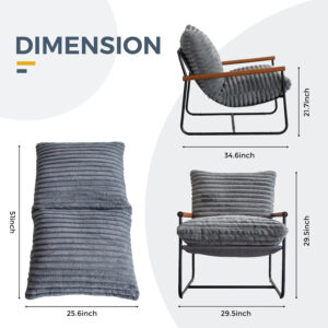 MAXYOYO Accent Chair, Sherpa Arm Chair for Living Room, Mid Century Modern Accent Chairs, Boucle Reading Bedroom Chair, Teddy Armchair, Wooden Arms Metal Frame