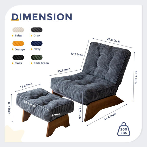 68881333c9d1a154542e3d14bc2879b5e7bd314b34d2704f7c17e.jpg MAXYOYO Accent Chair with Ottoman Adjustable Backrest, Tufted Living Room Chair Upholstered Lounge Chair with Footrest Set, Modern Chair Cozy Reclining Chair for Reading Room, Dark Grey