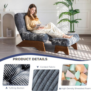 68881338cdf52880e5c4d276f11a0c459a16ec4c6ff2e5cdd2c86.jpg MAXYOYO Accent Chair with Ottoman Adjustable Backrest, Tufted Living Room Chair Upholstered Lounge Chair with Footrest Set, Modern Chair Cozy Reclining Chair for Reading Room, Dark Grey