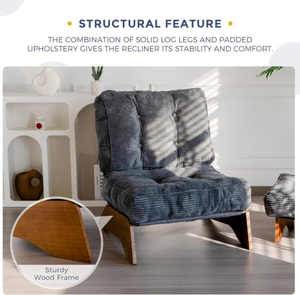 6888133a7fe84094201c6bdb733869cc4cb103313780df68e2701.jpg MAXYOYO Accent Chair with Ottoman Adjustable Backrest, Tufted Living Room Chair Upholstered Lounge Chair with Footrest Set, Modern Chair Cozy Reclining Chair for Reading Room, Dark Grey