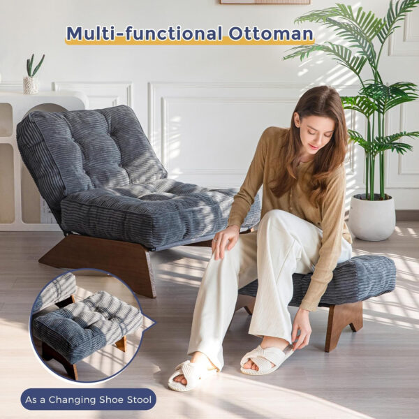 6888133c3aeb258c41c06282c59d25f3bbf1b7162924a57330ad2.jpg MAXYOYO Accent Chair with Ottoman Adjustable Backrest, Tufted Living Room Chair Upholstered Lounge Chair with Footrest Set, Modern Chair Cozy Reclining Chair for Reading Room, Dark Grey