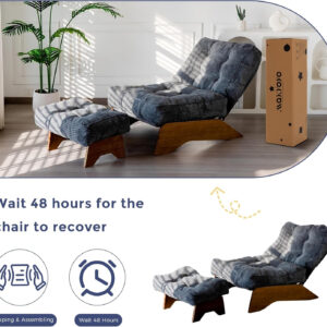 6888133db797db74f3cac53ff0d418588ac7cb6496dbe50a06441.jpg MAXYOYO Accent Chair with Ottoman Adjustable Backrest, Tufted Living Room Chair Upholstered Lounge Chair with Footrest Set, Modern Chair Cozy Reclining Chair for Reading Room, Dark Grey