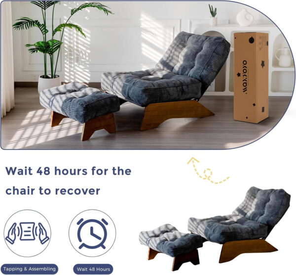 6888133db797db74f3cac53ff0d418588ac7cb6496dbe50a06441.jpg MAXYOYO Accent Chair with Ottoman Adjustable Backrest, Tufted Living Room Chair Upholstered Lounge Chair with Footrest Set, Modern Chair Cozy Reclining Chair for Reading Room, Dark Grey