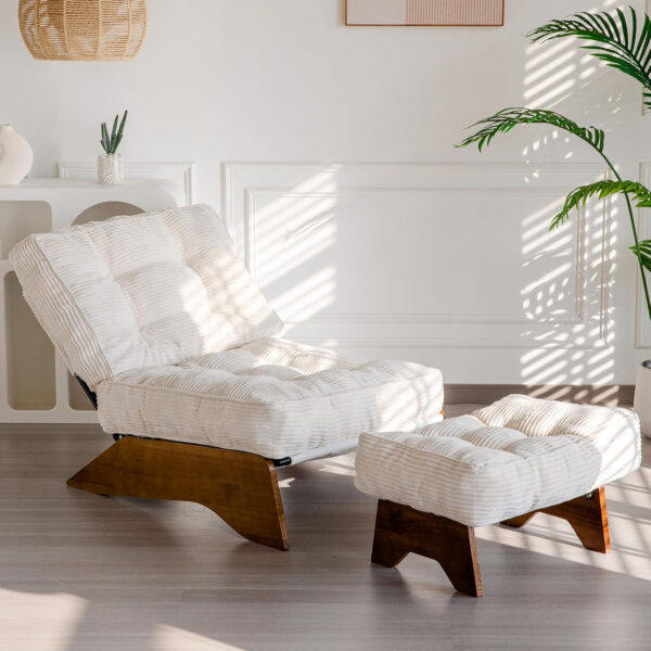 6888133f4d38580634863dc495af30bfad4399e1eb4e93adf2646.jpg MAXYOYO Accent Chair with Ottoman Adjustable Backrest, Tufted Living Room Chair Upholstered Lounge Chair with Footrest Set, Modern Chair Cozy Reclining Chair for Reading Room, Dark Grey