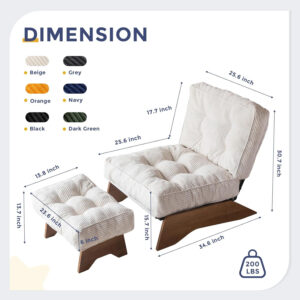 68881340bb5e57b9bed1c7116871a2eba843393bf454f0cfc62cd.jpg MAXYOYO Accent Chair with Ottoman Adjustable Backrest, Tufted Living Room Chair Upholstered Lounge Chair with Footrest Set, Modern Chair Cozy Reclining Chair for Reading Room, Dark Grey