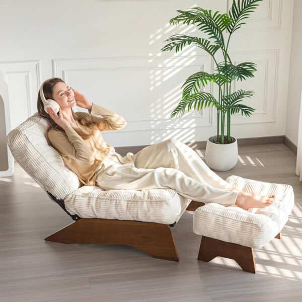 688813423cae9abc1f242c8cd2a8a0f03c04d25f38764e0384ba8.jpg MAXYOYO Accent Chair with Ottoman Adjustable Backrest, Tufted Living Room Chair Upholstered Lounge Chair with Footrest Set, Modern Chair Cozy Reclining Chair for Reading Room, Dark Grey