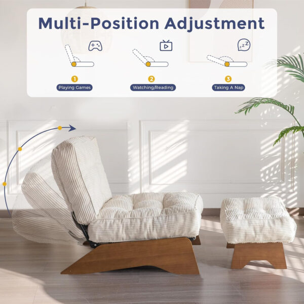 68881343a064bffe53bf3a6a138c975f52c79c29d445cf7d5bac8.jpg MAXYOYO Accent Chair with Ottoman Adjustable Backrest, Tufted Living Room Chair Upholstered Lounge Chair with Footrest Set, Modern Chair Cozy Reclining Chair for Reading Room, Dark Grey