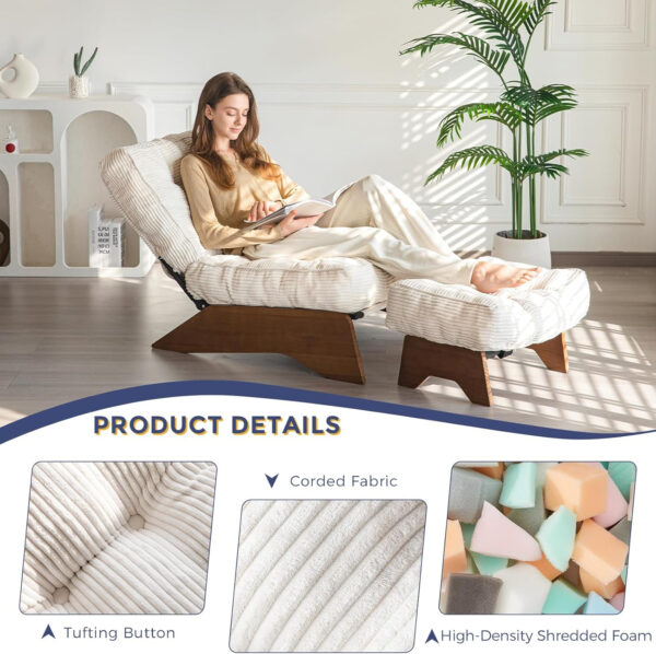 68881345478858ffe013a3557b0bd61de76a2de6f6dd178590097.jpg MAXYOYO Accent Chair with Ottoman Adjustable Backrest, Tufted Living Room Chair Upholstered Lounge Chair with Footrest Set, Modern Chair Cozy Reclining Chair for Reading Room, Dark Grey