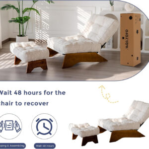 6888134a02ce77cc248f27d88058e0c57f62ca1b299ca451fea24.jpg MAXYOYO Accent Chair with Ottoman Adjustable Backrest, Tufted Living Room Chair Upholstered Lounge Chair with Footrest Set, Modern Chair Cozy Reclining Chair for Reading Room, Dark Grey