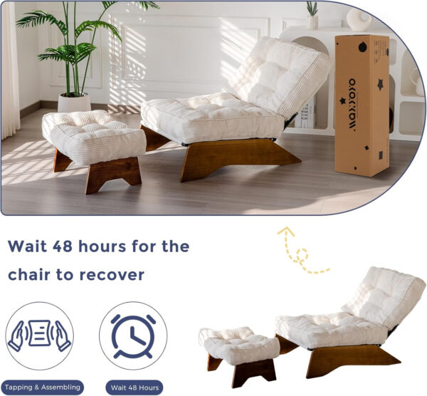 6888134a02ce77cc248f27d88058e0c57f62ca1b299ca451fea24.jpg MAXYOYO Accent Chair with Ottoman Adjustable Backrest, Tufted Living Room Chair Upholstered Lounge Chair with Footrest Set, Modern Chair Cozy Reclining Chair for Reading Room, Dark Grey