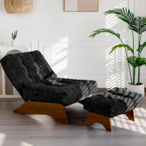 6888134b84733922b70b8cd205abc6e8525d0ef00411dc1b6f878.jpg MAXYOYO Accent Chair with Ottoman Adjustable Backrest, Tufted Living Room Chair Upholstered Lounge Chair with Footrest Set, Modern Chair Cozy Reclining Chair for Reading Room, Dark Grey