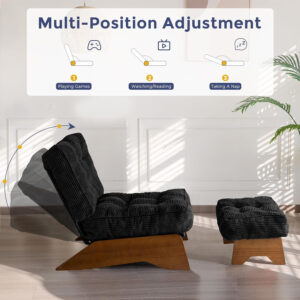 6888134e80ca04728fa44f9550dd570cd1decfca9e405f4c5a486.jpg MAXYOYO Accent Chair with Ottoman Adjustable Backrest, Tufted Living Room Chair Upholstered Lounge Chair with Footrest Set, Modern Chair Cozy Reclining Chair for Reading Room, Dark Grey