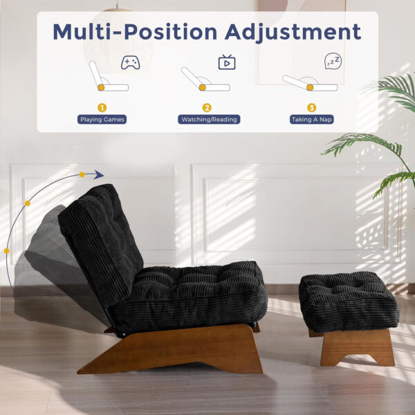 6888134e80ca04728fa44f9550dd570cd1decfca9e405f4c5a486.jpg MAXYOYO Accent Chair with Ottoman Adjustable Backrest, Tufted Living Room Chair Upholstered Lounge Chair with Footrest Set, Modern Chair Cozy Reclining Chair for Reading Room, Dark Grey