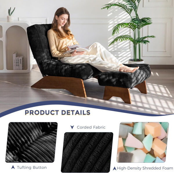 6888135178e205e042a8bb95bbe7461b200c596e33df6ff7cf0e1.jpg MAXYOYO Accent Chair with Ottoman Adjustable Backrest, Tufted Living Room Chair Upholstered Lounge Chair with Footrest Set, Modern Chair Cozy Reclining Chair for Reading Room, Dark Grey